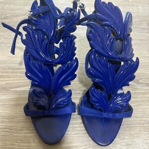 Giuseppe Zanotti Royal Blue Leaf Heels